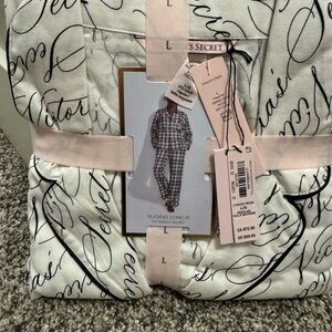 Victoria's Secret White and Black Script Pajama Set